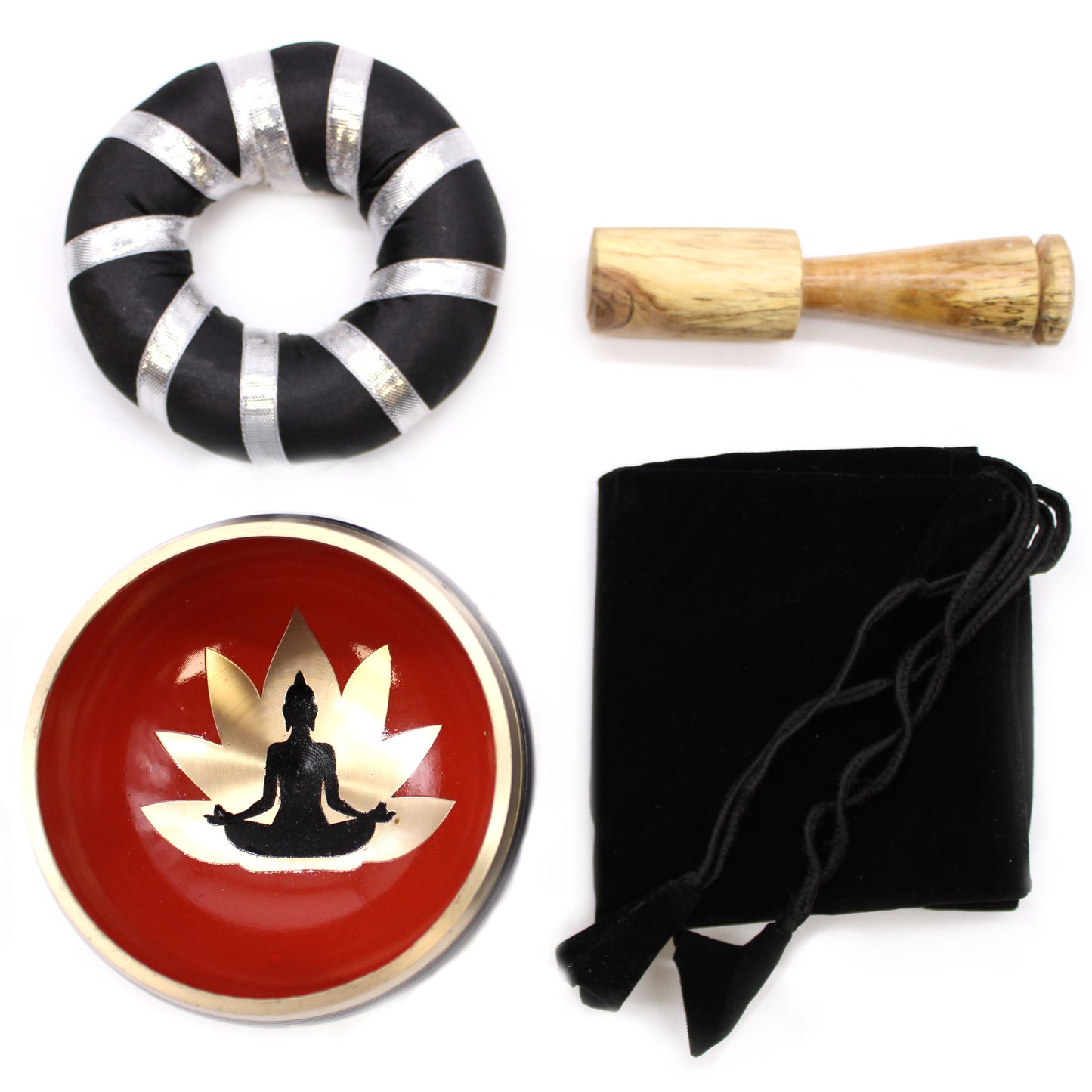 Juego de cuencos tibetanos Buddha - Negro/Naranja 10,7 cm