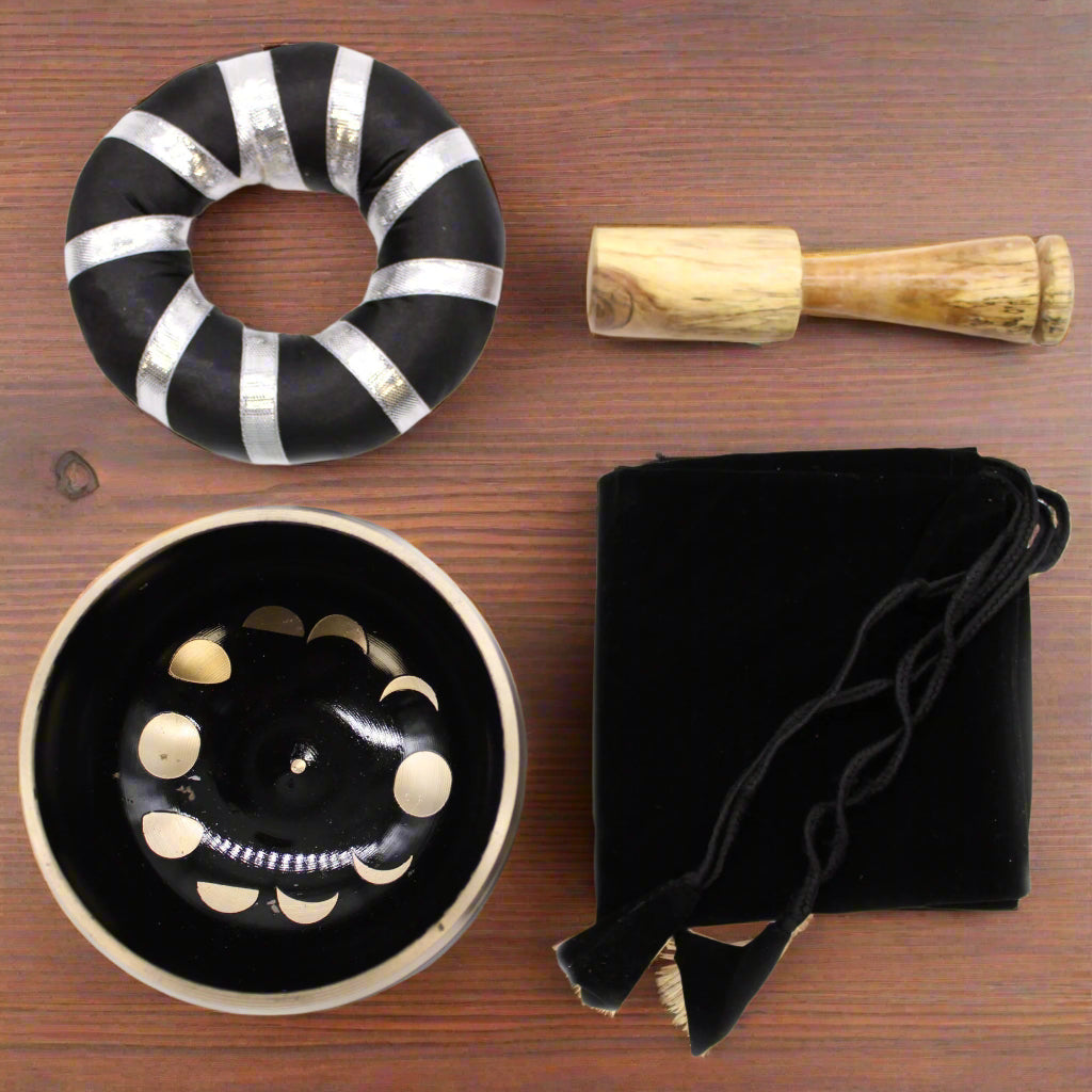 Mondphasen-Klangschalen-Set – Schwarz 10,7 cm