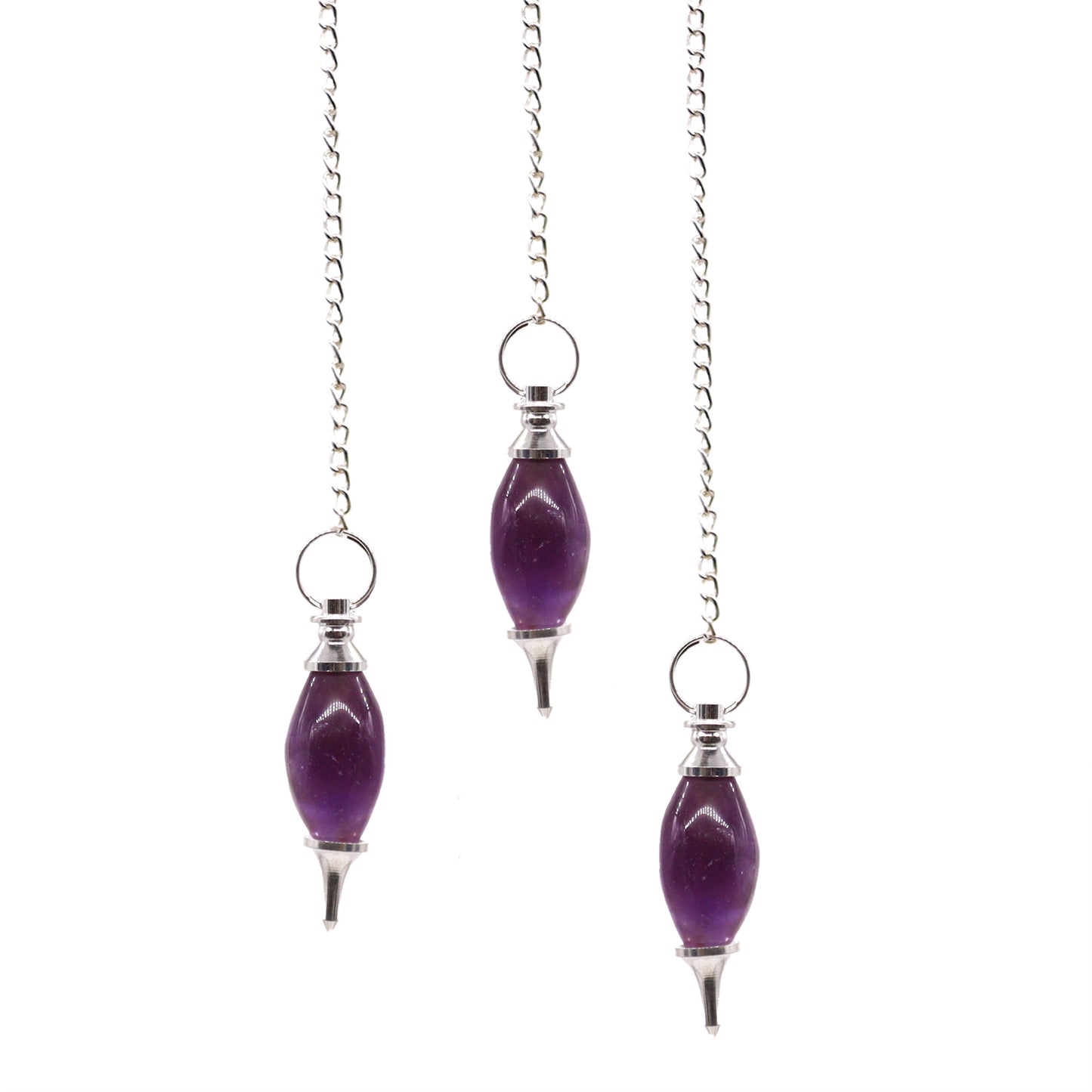 Péndulo de piedras preciosas en forma de Lingam - Amatista