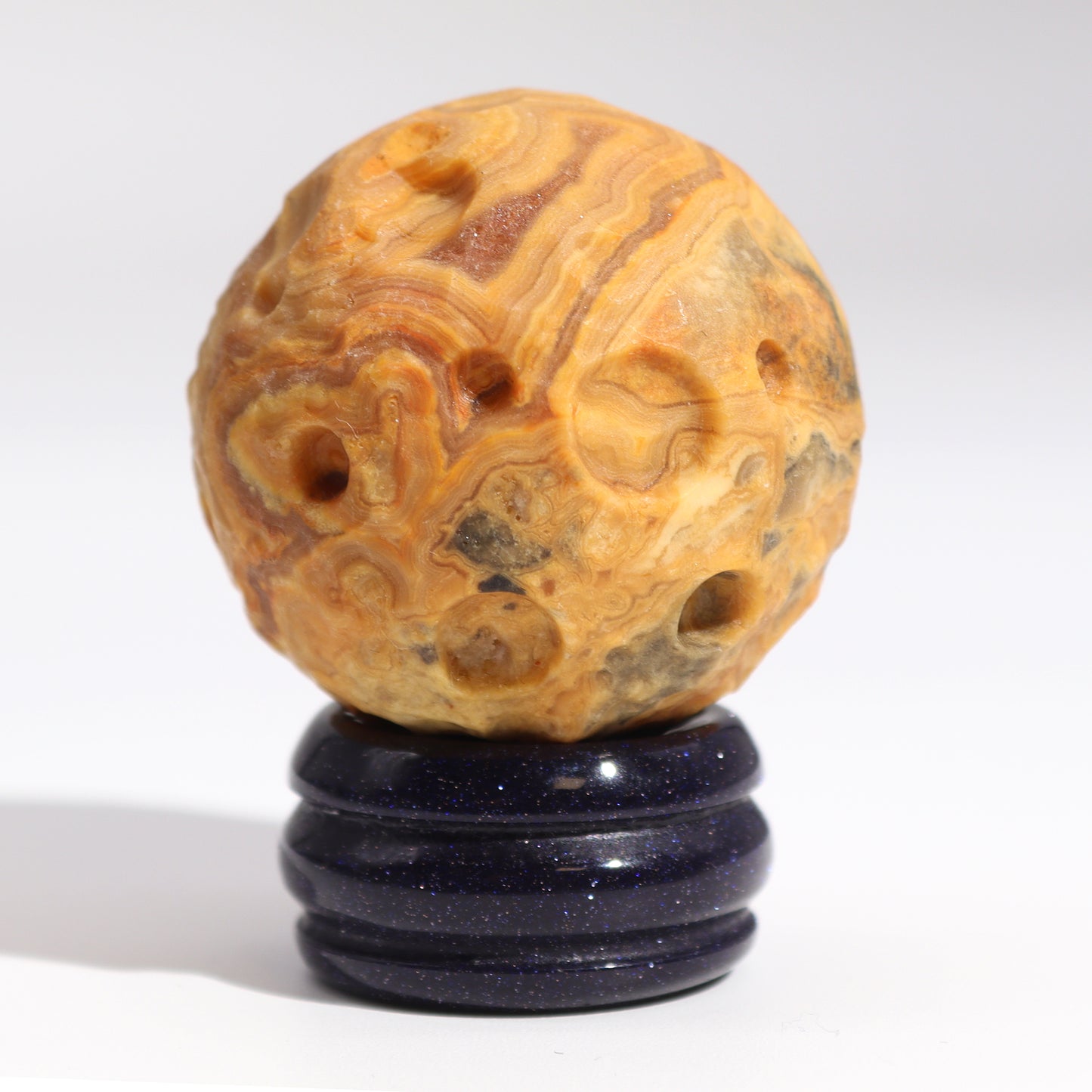 Crazy Lace Jasper Planet na stojaku Sola Goldstone - 40mm (stojak 30x15mm)
