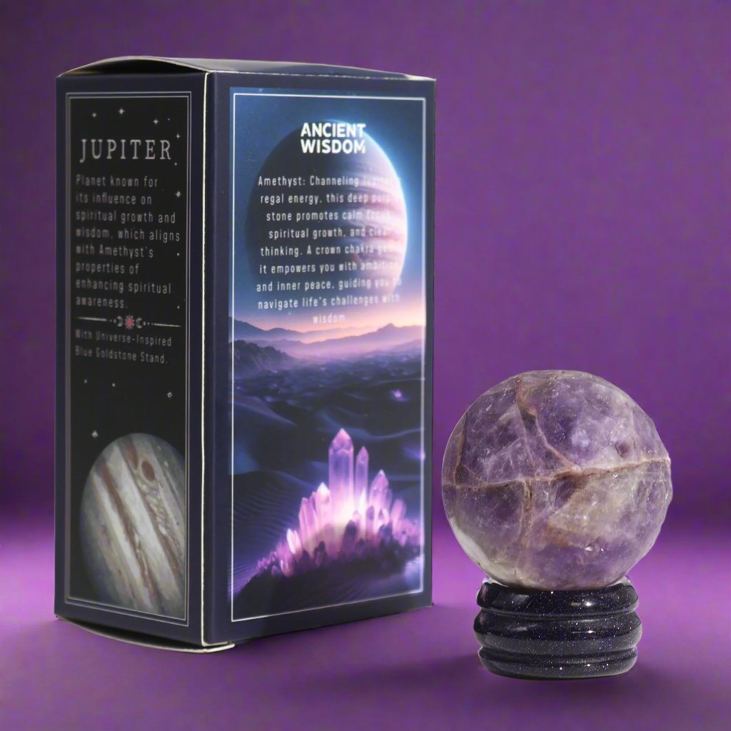 Ametyst Planet on a Sola Goldstone Stand - 40mm (30x15mm stand)