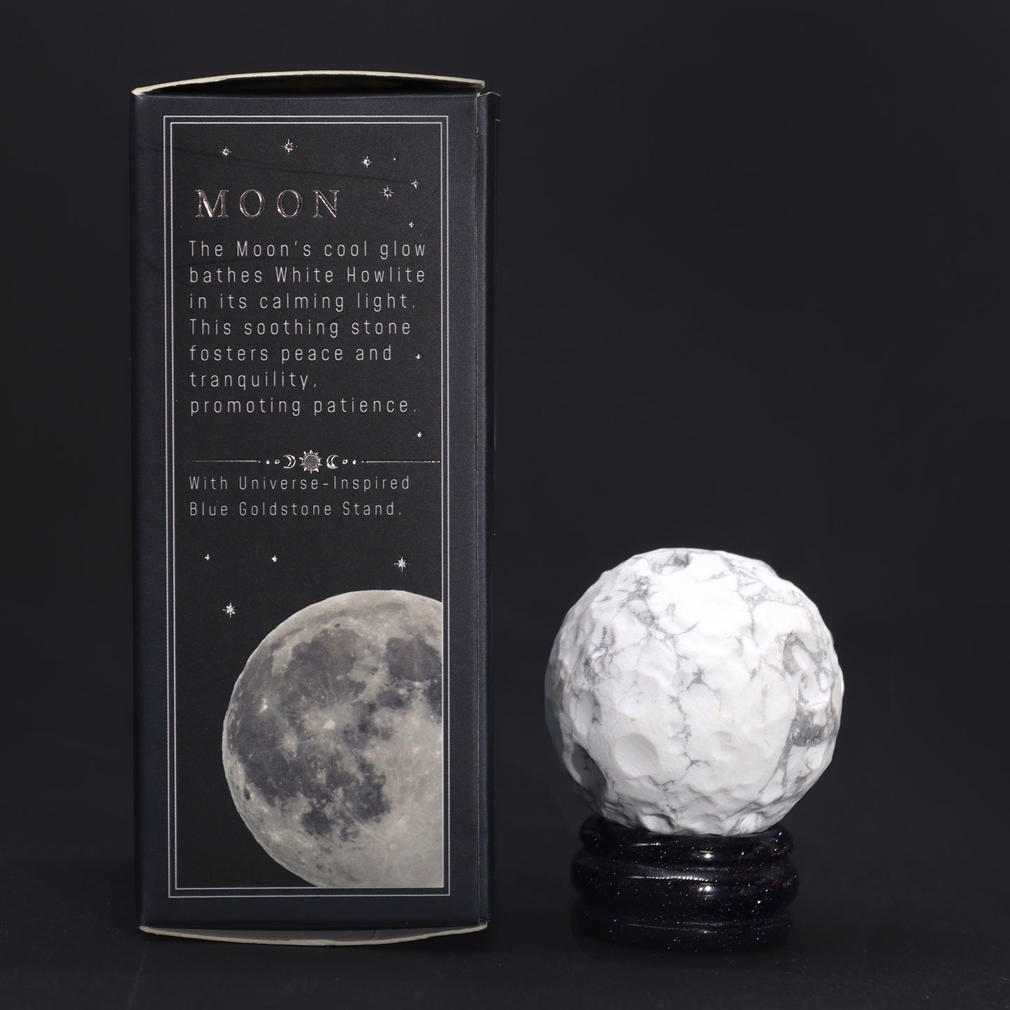 Biała planeta Howlite na stojaku Sola Goldstone - 40mm (stojak 30x15mm)
