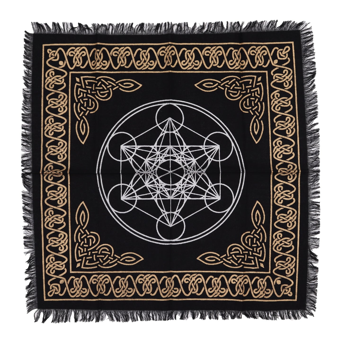 Esoteric Fringed Altar Cloth - Metatron's Cube