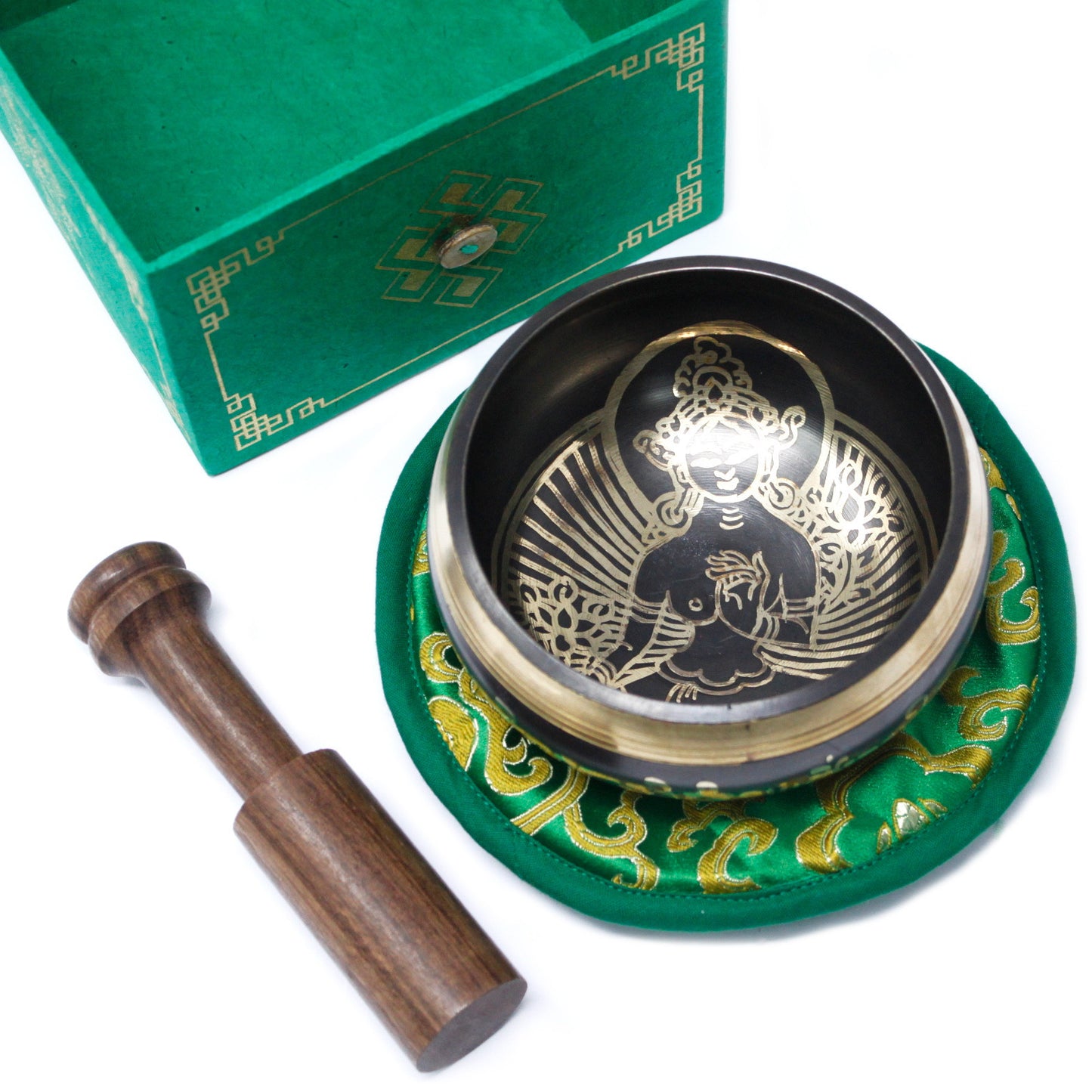 Juego de cuencos tibetanos Tara Verde 10 cm (mínimo 380 g)
