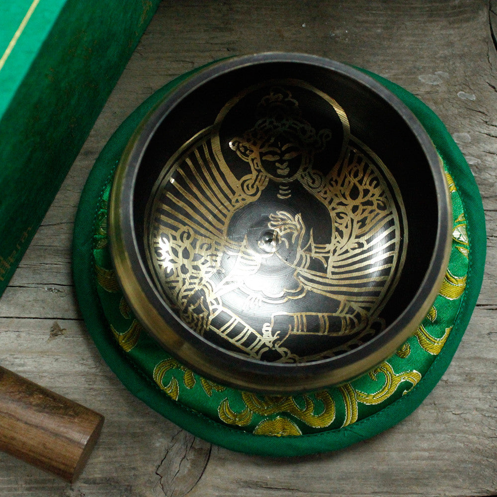 Juego de cuencos tibetanos Tara Verde 10 cm (mínimo 380 g)