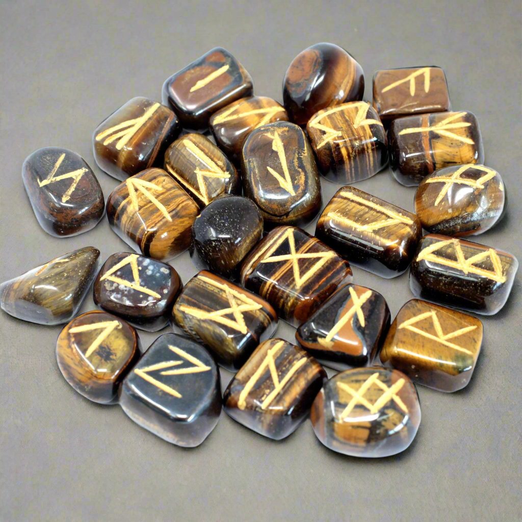 Runes Stone Set in Pouch - Tiger Eye