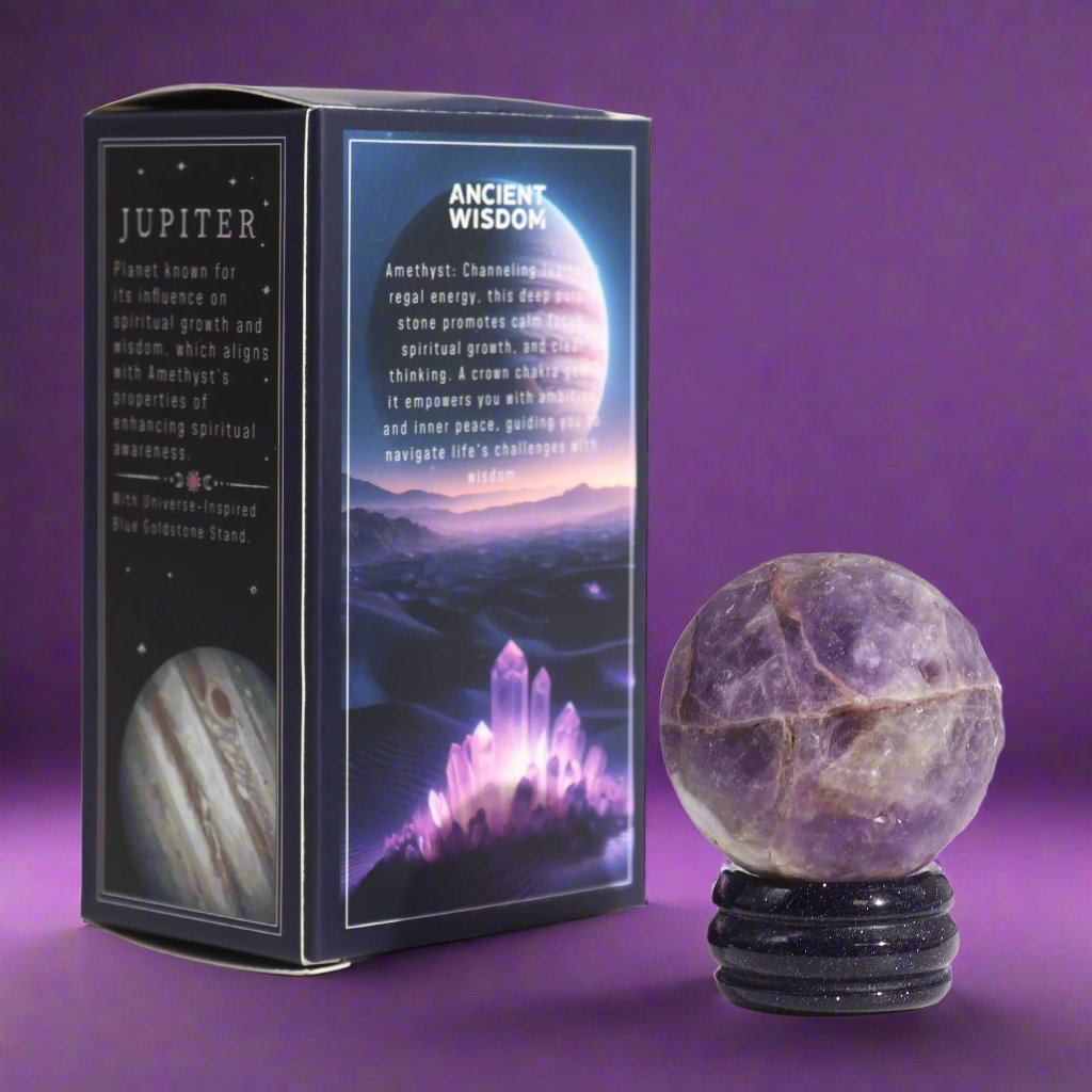 Ametyst Planet on a Sola Goldstone Stand - 40mm  (30x15mm stand)