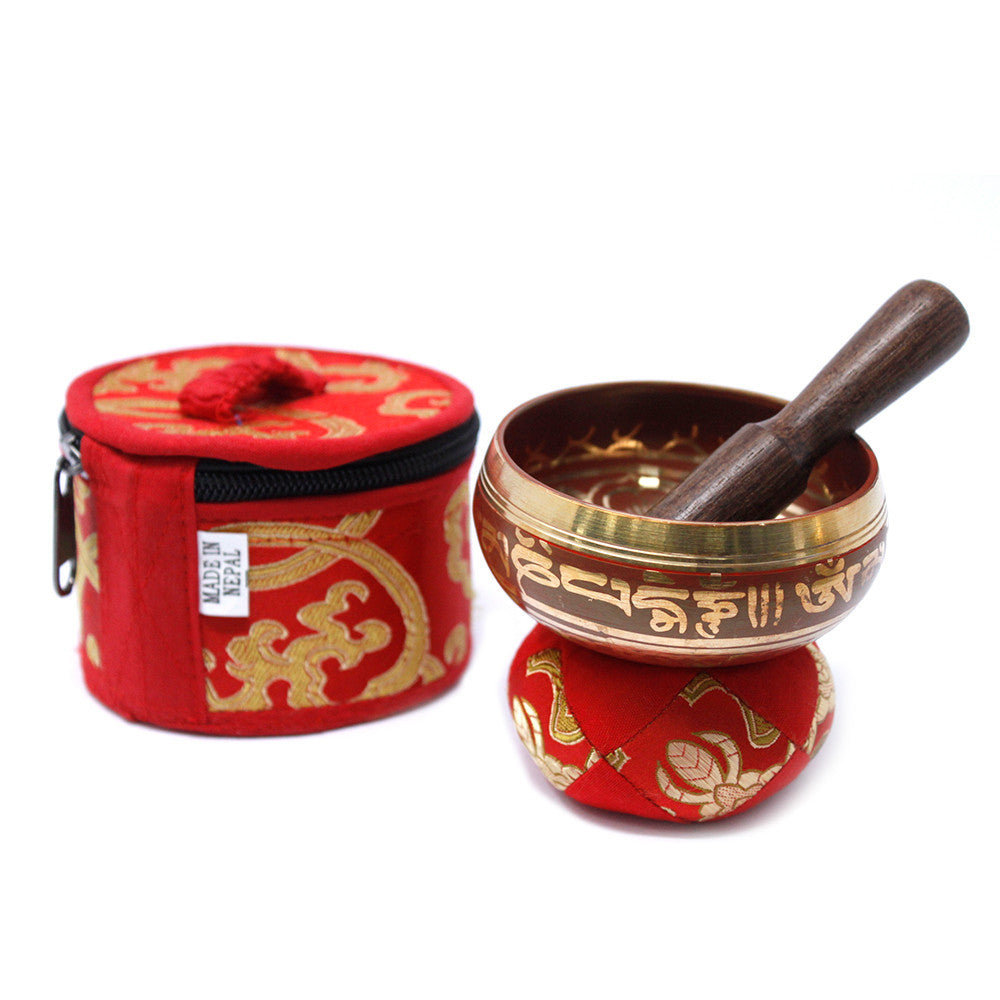 Mini Singing Bowl Gift Set - Red