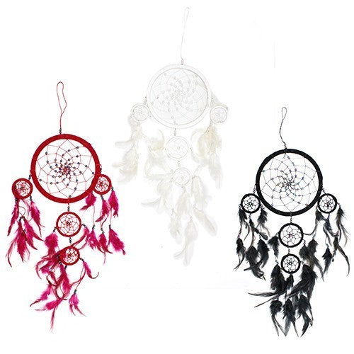 Bali Dreamcatcher - Large Round - Black/White/Red